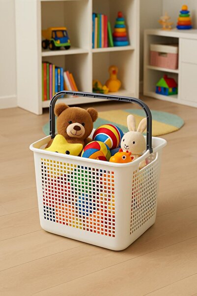 Bayev Carry 2-Piece Set Latte and White Laundry and Toy Basket with Handles - Organizer Basket