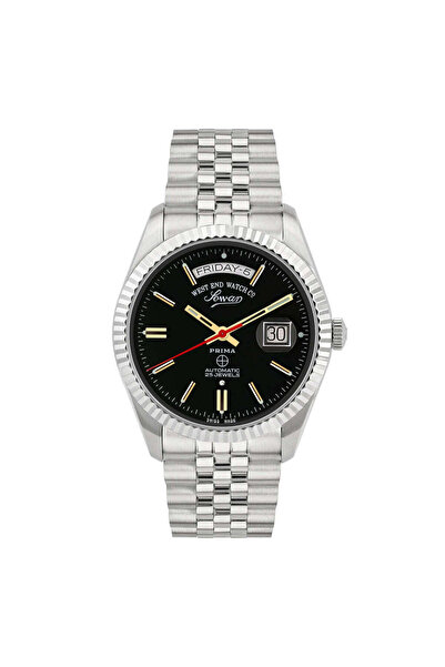 West End Watch Co West End Men's Silver Tone Case Black Dial Automatic Watch