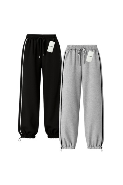 pandy 2-Pack Harajuku Zip Detail Tracksuit Oversized Sweatpants