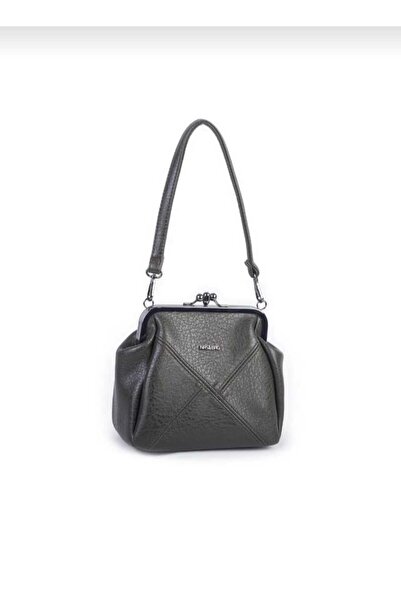 Asel Çanta Mini Vintage Burslu Klipsli Kadın Omuz ve Çapraz Çanta Siyah Lopez...