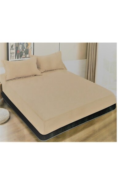 Unicorn Concept Bed cover set with elastic and 2 pillowcases, 180x200 cm, Beige