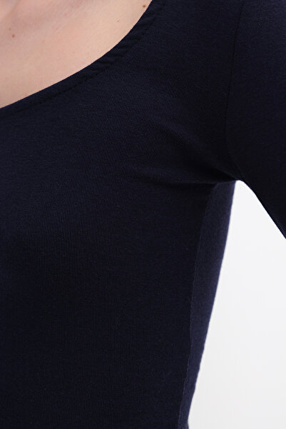 Addax U Neck Basic Modal Blouse B4410