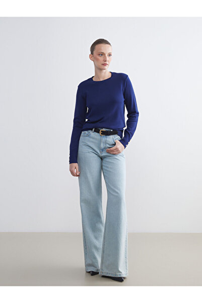 LC Waikiki Classic Blue Crew Neck Women's Knitwear Sweater