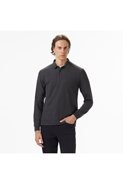 Nautica Erkek Gri Classic Fit Uzun Kollu Polo Yaka T-Shirt