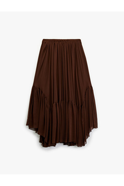 Koton Ruffled Layered Asymmetrical Long Chiffon Skirt