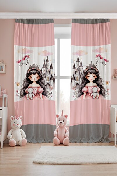 EVPANYA Brown Princess Patterned Children's Baby Room Background Curtain (Sin...