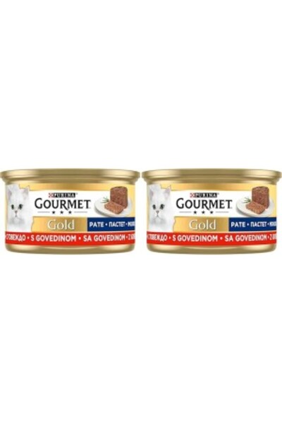 Gourmet Gold Kıyılmış Sığır Etli Yaş Kedi Maması, Yetişkin, 85 g 2li paket