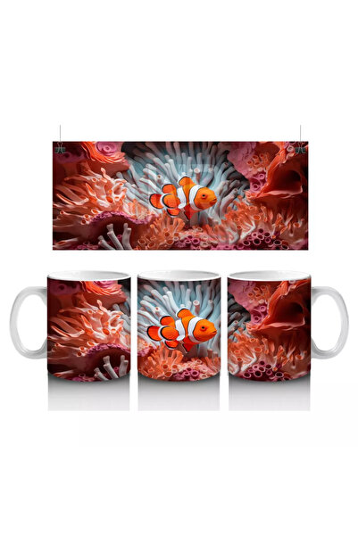 Wisdom Rain سمكة المهرج العائمة بين المرجان - كوب قهوة مطبوع