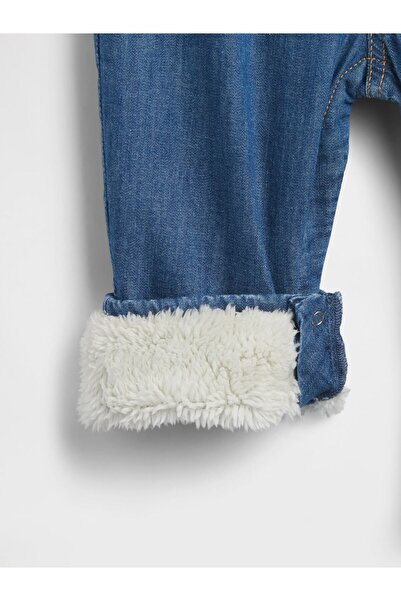 GAP Bebek Mavi Cozy-Lined Denim Ayı Cepli Tulum