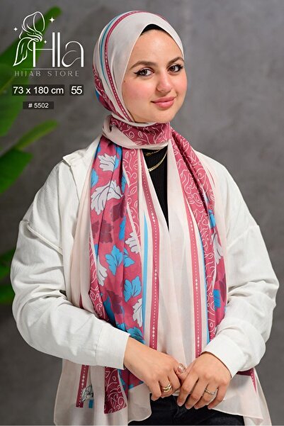 Hala Chiffon scarf with digital print, set of 5 pieces, size 180 x 75