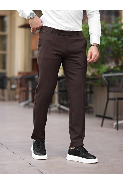 BASEL.CO Easy-Iron Stretch Fabric Slim Fit Fabric Trousers