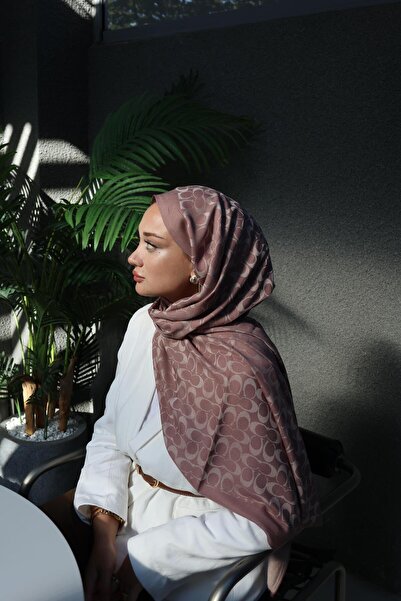 Şalland C Pattern Wool Cashmere Shawl Powder