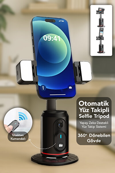 mimtec Yüz Takipli Selfie Tripod - Led Işıklı Uzaktan Kumandalı Alüminyum Tel...