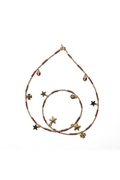 Ezera Versatile Waist Chain — Red Jasper Crystals, 18K Gold Plated, 60 cm + 20 cm
