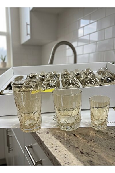 Herencia 18 parça su bardağı seti gold