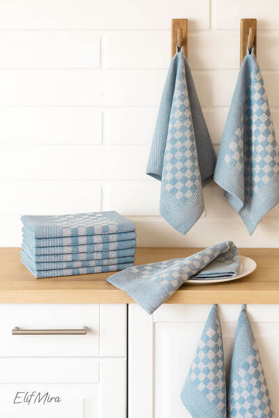Elif Mira Square Patterned Kitchen Drying Cloth Set 10 Pieces 50X70 cm Casaline