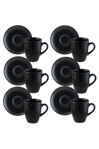 Bonna Set 6 cesti lapte 330ml cu farfurioara Notte portelan