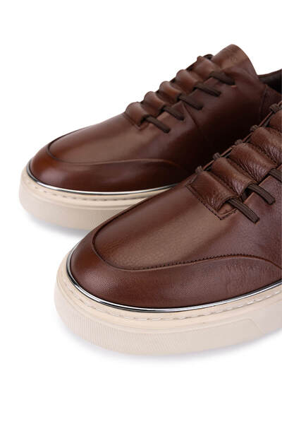 Tamer Tanca Men's Genuine Leather Brown Sneakers & Sports Shoes