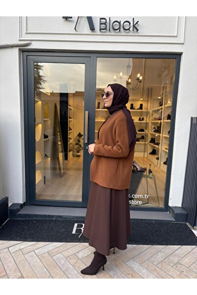 QOOQ STORE 26FW618 Γυναικείο μπουφάν με ένα κουμπί Camel