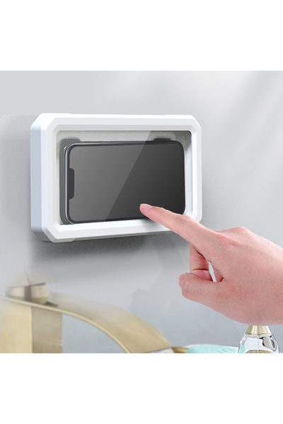 mumtaz sa Waterproof Wall-Mounted Phone Holder with Rotating Adjustable Design, No-Drill Bathroom Storage Box