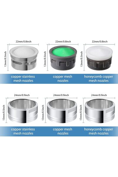 Honoson 12-Piece 2.2 GPM Sink Faucet Aerator Replacement Kit (15/16" / 24mm, Mixed Style)