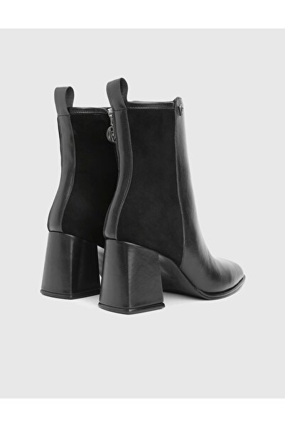 İLVİ Jona Genuine Suede Leather Black Women's Heeled Boots