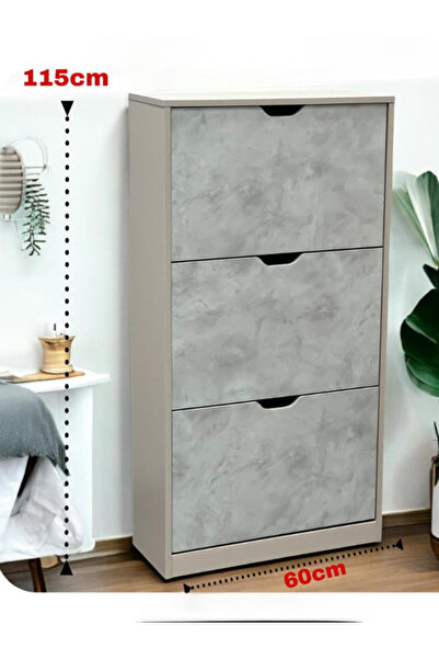 BEC39 Modern wooden shoe rack with 3 tilting drawers | Height 115 cm