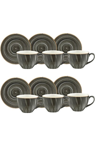 Bonna Set of 6 Space porcelain tea cups and saucers 230ml