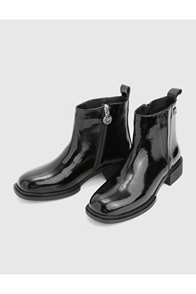 İLVİ Fetty Genuine Patent Leather Black Women's Boots