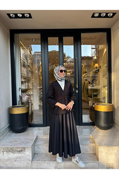 TERZİ DÜKKANI Td3987 Vera Steel Knitted Women's Cardigan Black