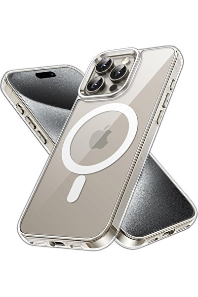 JETech جراب مغناطيسي لهاتف iPhone 15 Pro Max مقاس 6.7 بوصة (شفاف)