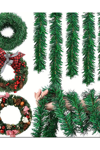 Genel Markalar 5 Metre Çam Dalı Noel Çelengi, İç-Dış Mekan Çok Amaçlı Yılbaşı...