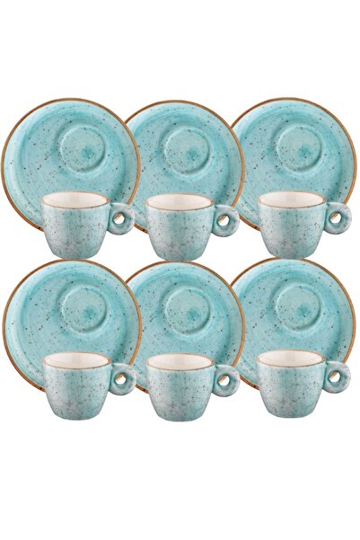 Bonna Set 6 cesti cu farfurioare, cafea din portelan Aqua 70ml