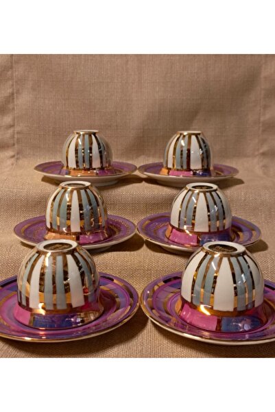 BY.RAYKA PORSELEN El Dekor Porselen El Boyama 6-Piece Mirra Cup Set (No Refund)