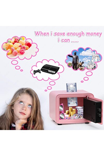 RUBIK Digital Piggy Bank Safe Box with Deposit Slot for Kids (Pink)
