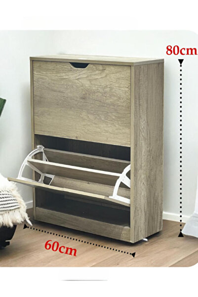 BEC39 Space-saving wooden shoe cabinet, 80 cm high