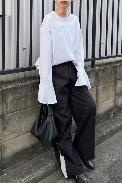 BLUE STREET Bluză albă pentru femei croială largă Zil Sleeve supradimensionat