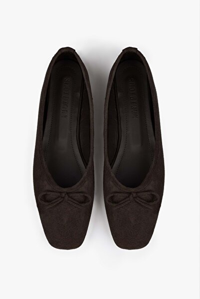 Shoeberry Woman lovia painful coffee suede bow ballet flat