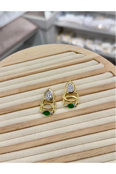 naaksesuar Steel Gold Color Emerald Green Earrings