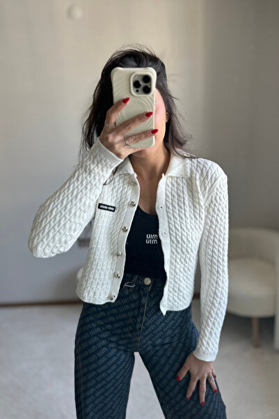MoyStore Mivuu White Knitted Thick Cardigan