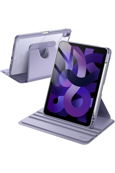 JETech Rotating Case for iPad Air 11-Inch M3/M2 & 5/4, 360° Rotating Stand Cover (Purple)
