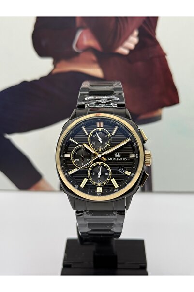 Momentus Black Sports Men's Watch 5 Atm Waterproof with 3 Years Warranty