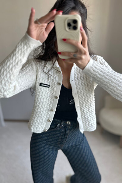 MoyStore Mivuu White Knitted Thick Cardigan