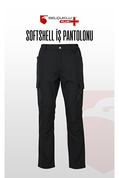 Selçuklu Plus Softshell Siyah İş Pantolonu | Su Geçirmez, Rüzgar Dayanıklı, Çok Cepli, Esnek Kumaş