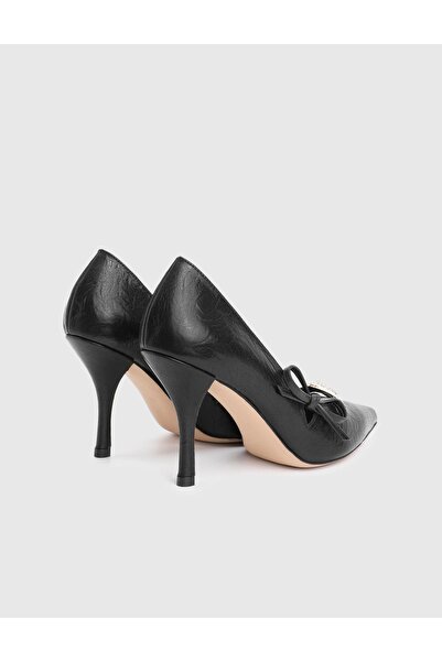 İLVİ Dario Genuine Leather Black Women's Heeled Shoes