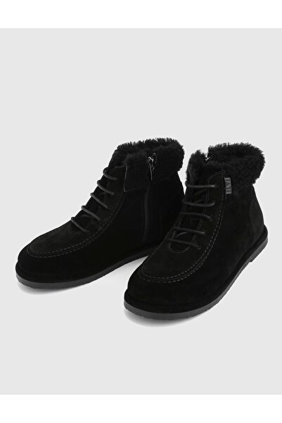 İLVİ Juno Genuine Suede Leather Plush Black Women's Boots