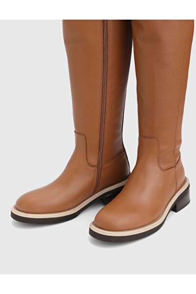 İLVİ Vona Genuine Floater Leather Tan Women's Boots