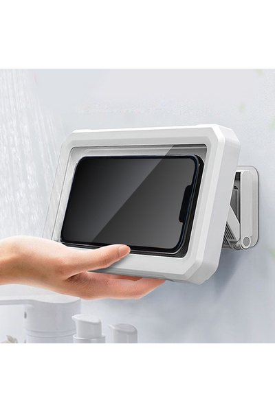 mumtaz sa Waterproof Wall-Mounted Phone Holder with Rotating Adjustable Design, No-Drill Bathroom Storage Box