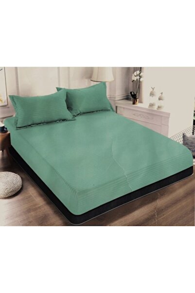 Unicorn Concept Bed cover set with elastic and 2 pillowcases, 180x200 cm, Pale Green