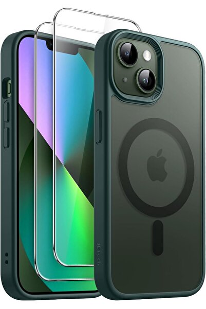 JETech جراب مغناطيسي 3 في 1 لهاتف iPhone 13 (6.1 بوصة) مع زجاج مقسّى من قطعتي...